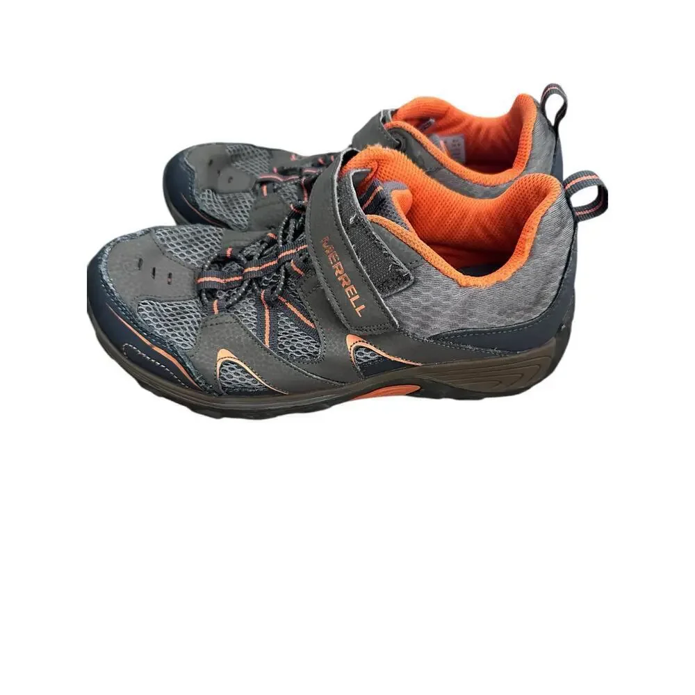Merrell Big Kids Gray & Orange Trail Chaser Hiking Sneaker Shoe Size 5.5
